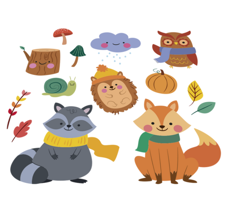 Alfombra vinílica animales flores y animales de otoño - TenVinilo