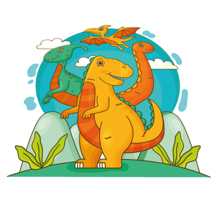 Alfombra vinílica animales dinosaurios en la selva - TenVinilo