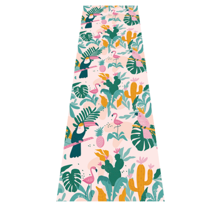 Alfombra vinílica animales pájaros verdes y hojas - TenVinilo