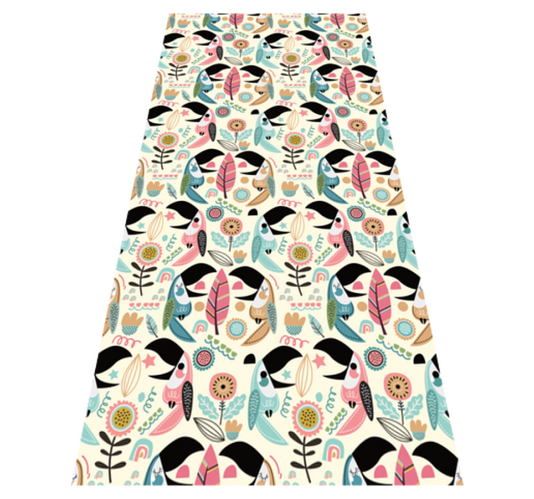 Alfombra vinílica animales hojas pasteles nórdicas - TenVinilo