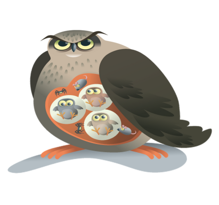 Alfombra vinílica animales búho madre - TenVinilo