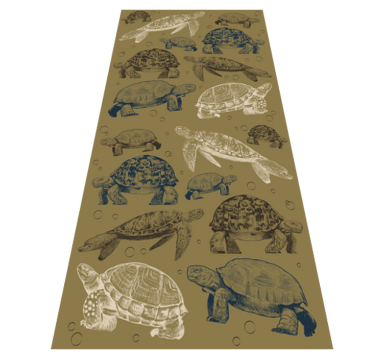 Alfombra vinílica animales tortugas sobre fondo beige - TenVinilo