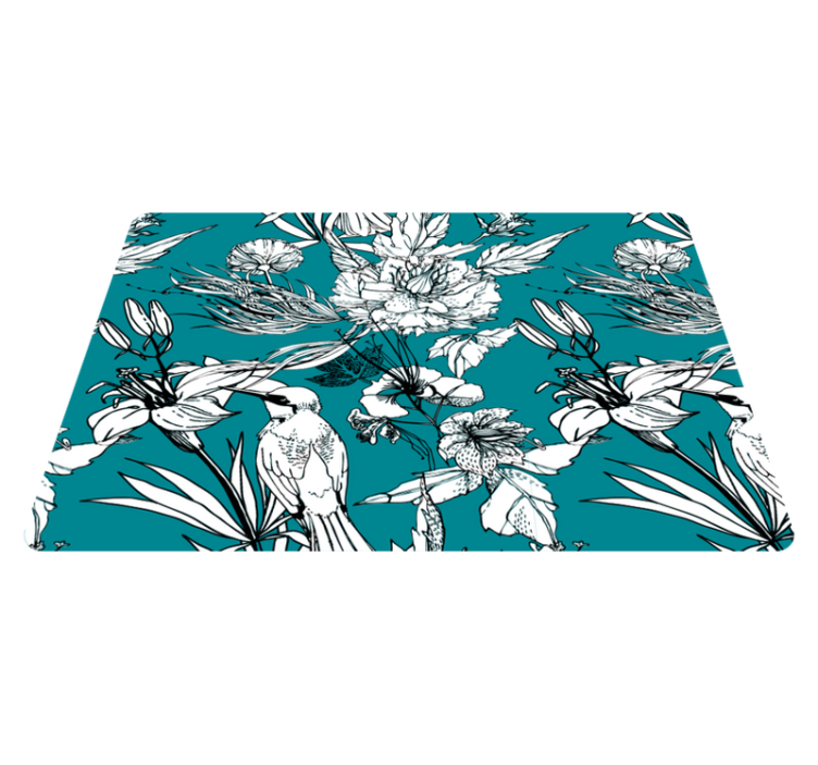 Alfombra vinílica animales patrón elegante aves blancas - TenVinilo