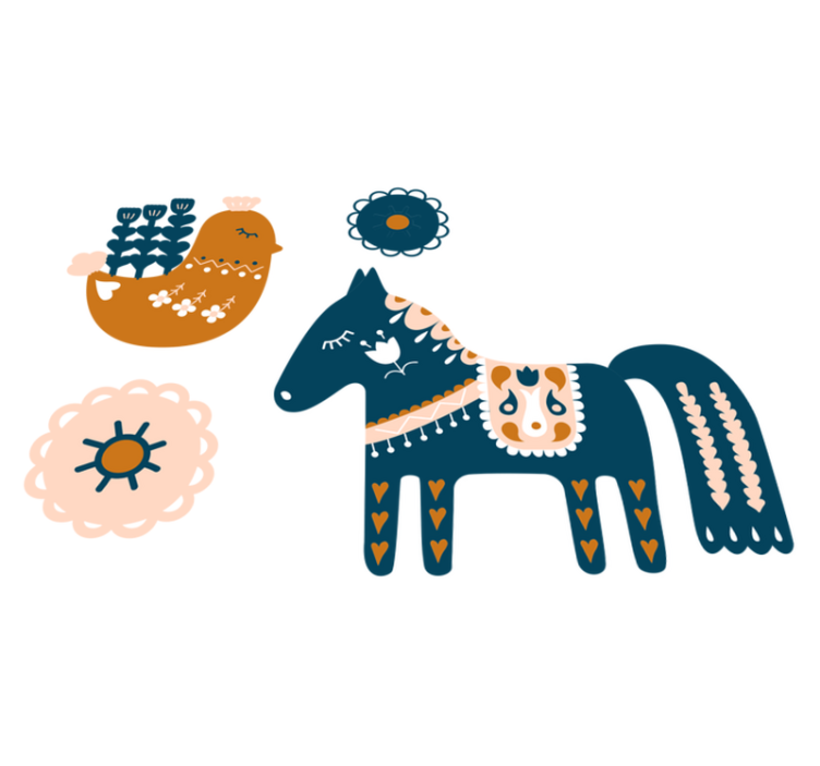 Alfombra vinílica animales folk colorido - TenVinilo