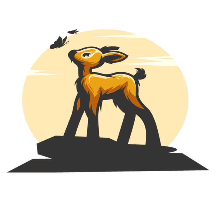 Alfombra vinílica animales ciervo y mariposas - TenVinilo