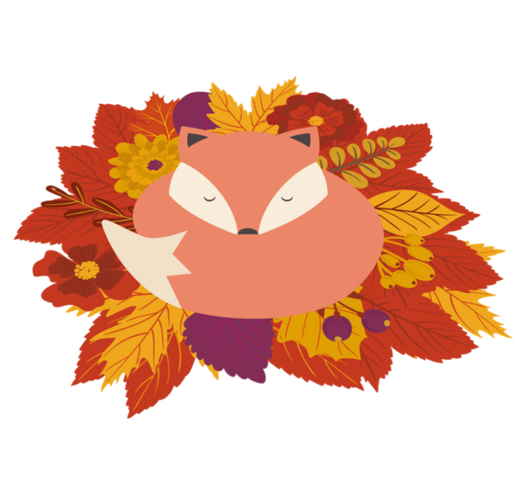 Alfombra vinílica animales zorro con hojas - TenVinilo