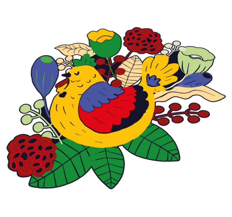 Alfombra vinílica animales pájaro colorido floral - TenVinilo