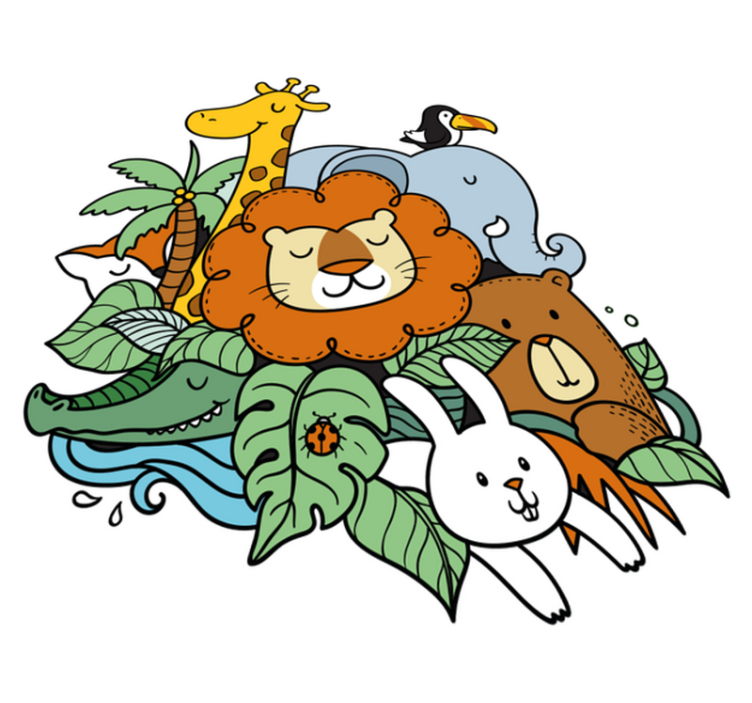 Alfombra vinílica animales escena juguetona - TenVinilo