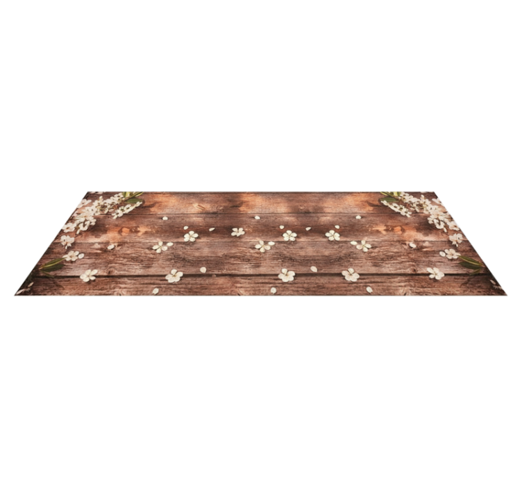 Alfombra vinílica cocina madera floral - TenVinilo