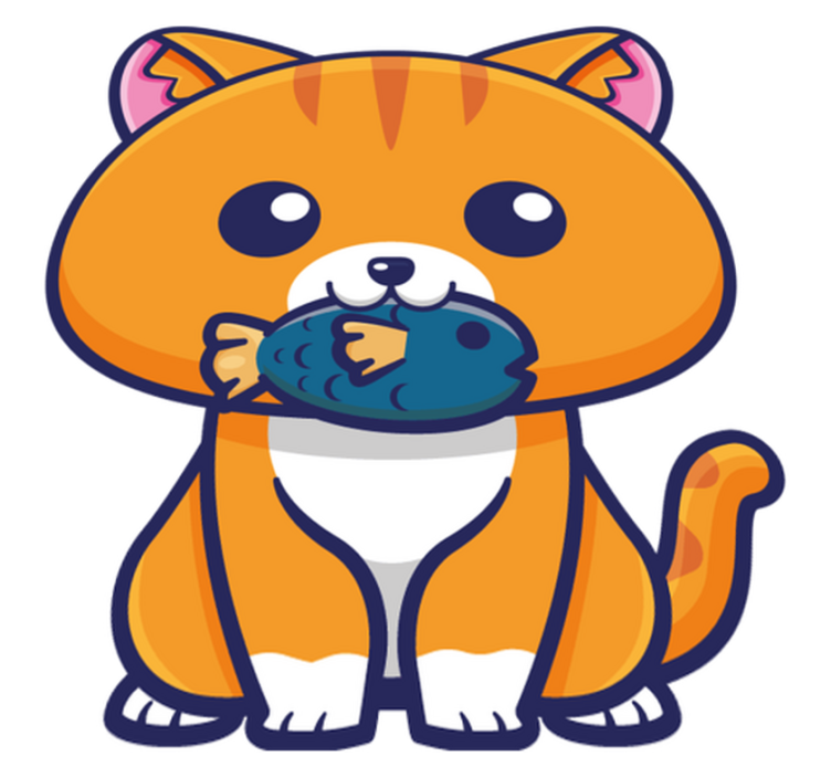 Alfombra vinílica animales gato lindo con pez - TenVinilo