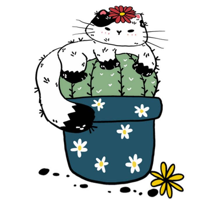 Alfombra vinílica animales gato juguetón cactus - TenVinilo