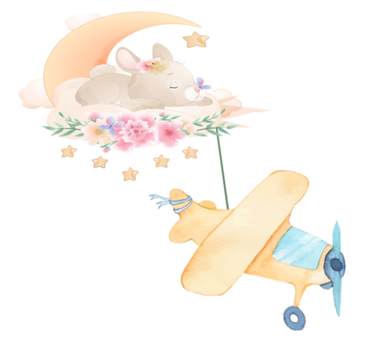 Alfombra vinílica animales conejito durmiendo en la luna - TenVinilo