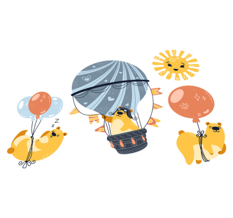 Alfombra vinílica animales colgando de globos - TenVinilo