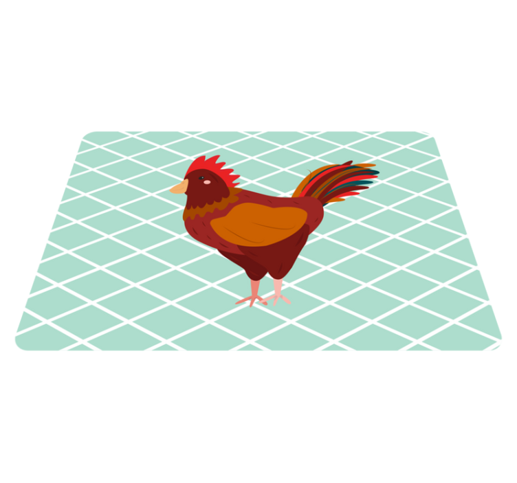 Alfombra vinílica animales gallo rojo de perfil - TenVinilo