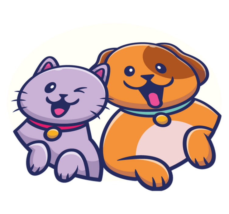 Alfombra vinílica animales gato y perro juguetones - TenVinilo