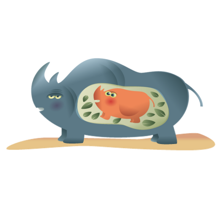 Alfombra vinílica animales madre rinoceronte embarazada - TenVinilo