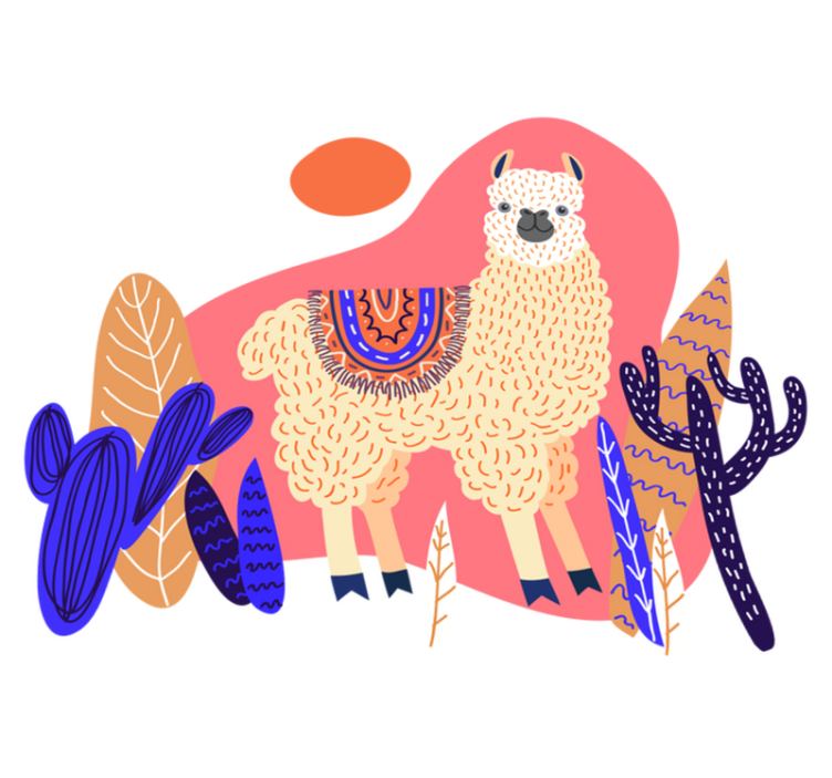 Alfombra vinílica animales llama peruana y cactus - TenVinilo