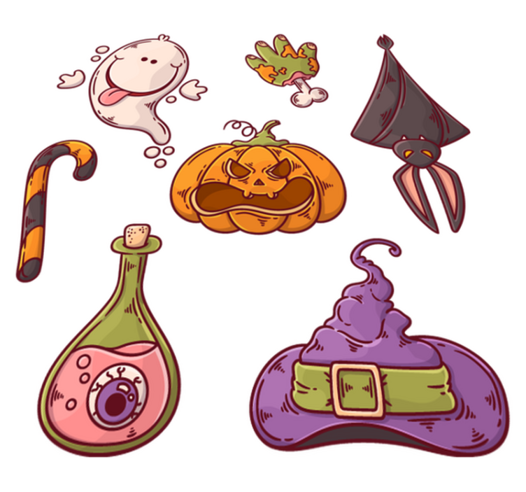 Alfombra vinílica halloween figuras de halloween - TenVinilo