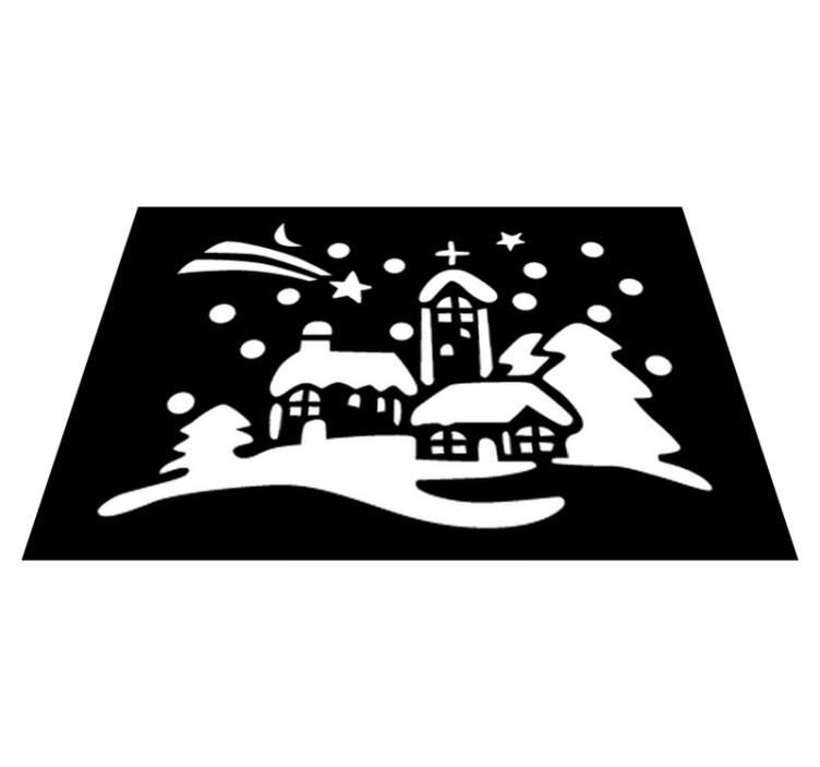 Alfombra vinílica navidad pueblo blanco y negro - TenVinilo