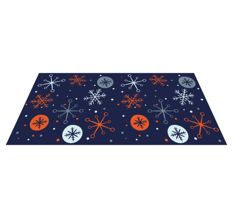 Alfombra vinílica navidad copos de nieve azules y naranjas - TenVinilo