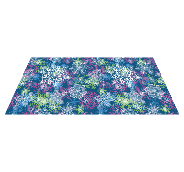 Alfombra vinílica navidad copos de nieve sobre fondo azul - TenVinilo