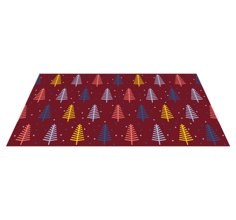 Alfombra vinílica navidad patrón de pinos coloridos - TenVinilo