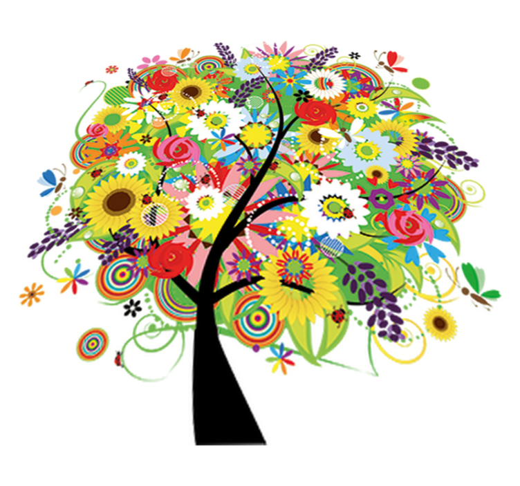 Alfombra vinílica flores árbol de verano - TenVinilo