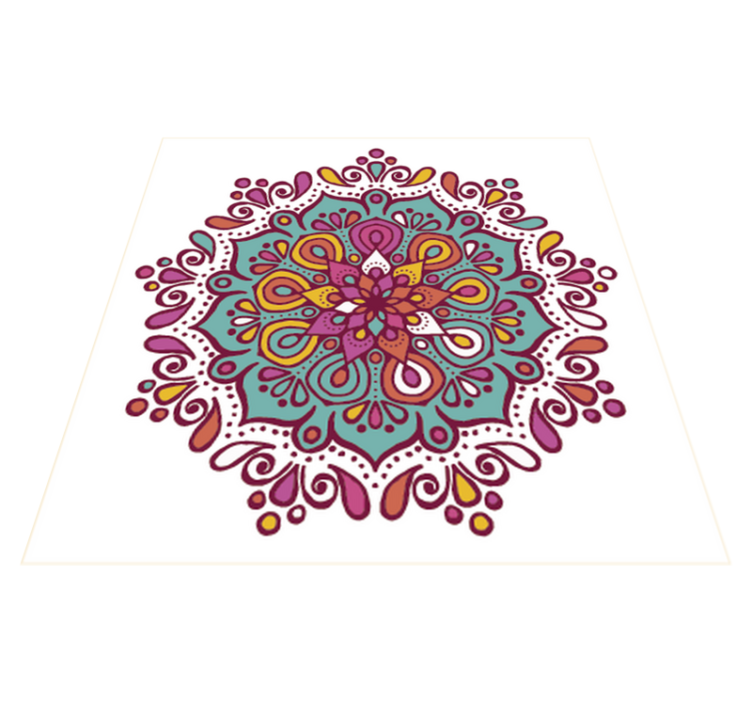 Alfombra vinílica cocina mandala de azulejos coloridos - TenVinilo