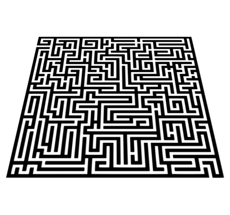 Alfombra vinílica comedor laberinto en blanco y negro - TenVinilo