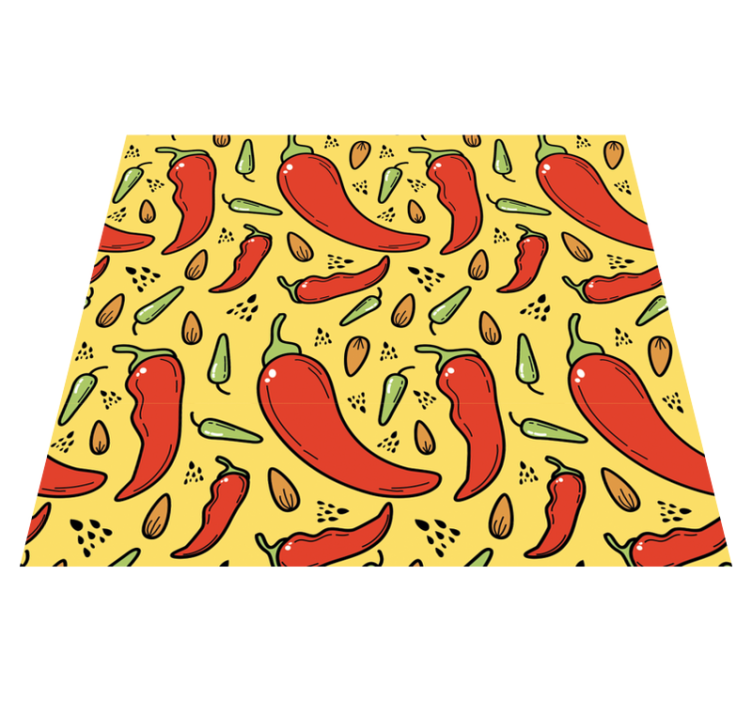 Alfombra vinílica cocina chile rojo y verde - TenVinilo
