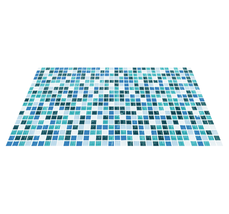 Alfombra vinílica baño mosaico de baldosas azules - TenVinilo