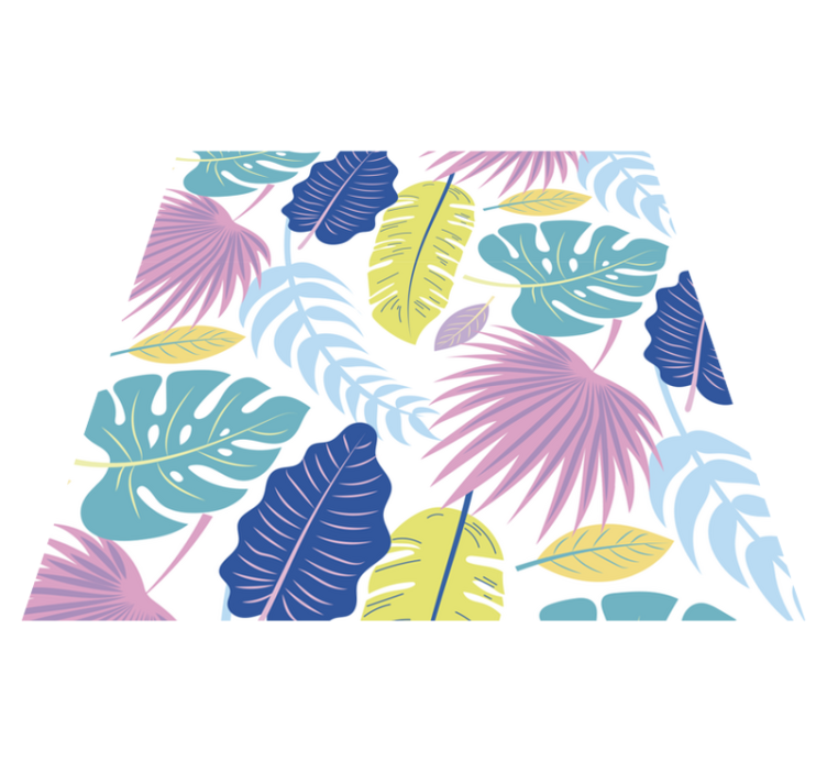 Alfombra vinílica flores con patrones de hojas coloridas - TenVinilo