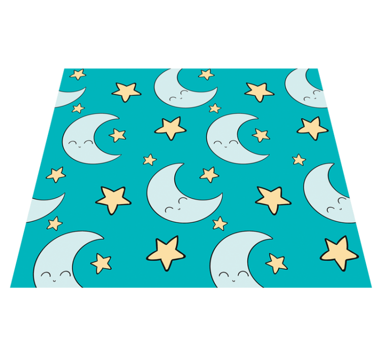 Alfombra vinílica estrellas lunas felices azules - TenVinilo