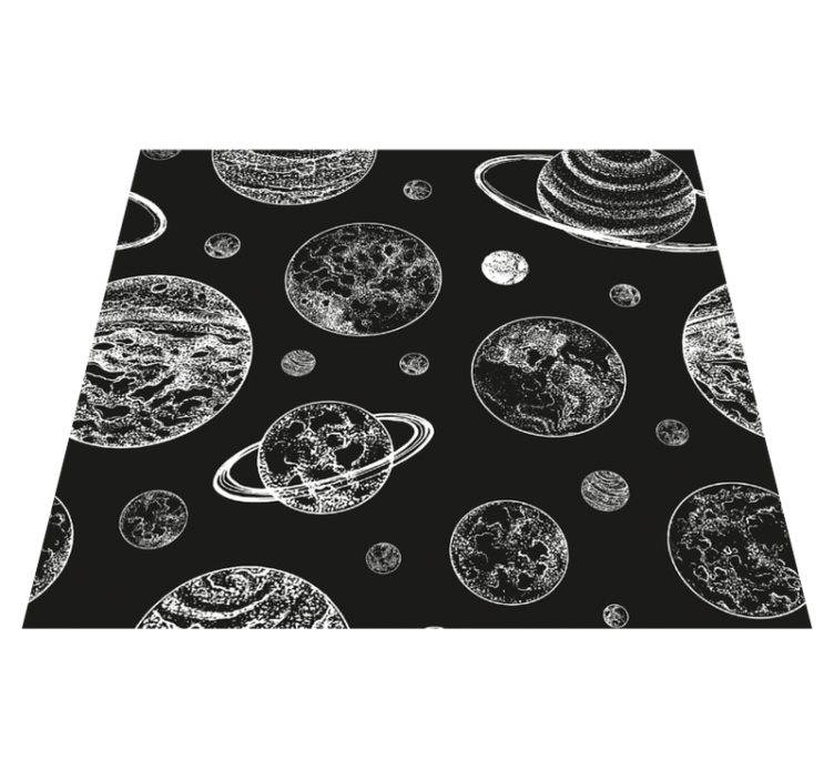 Alfombra vinílica estrellas espacio en blanco y negro - TenVinilo