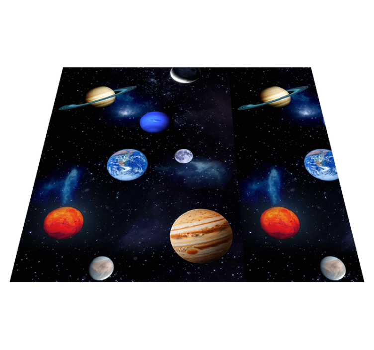 Alfombra vinílica estrellas cosmos espacio planetas - TenVinilo
