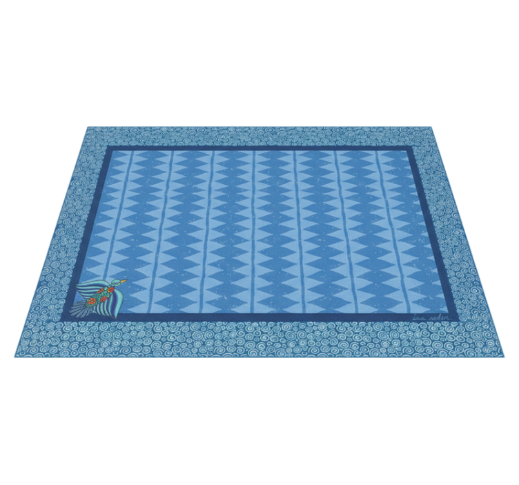 Alfombra vinílica salón patrón pájaros azules - TenVinilo