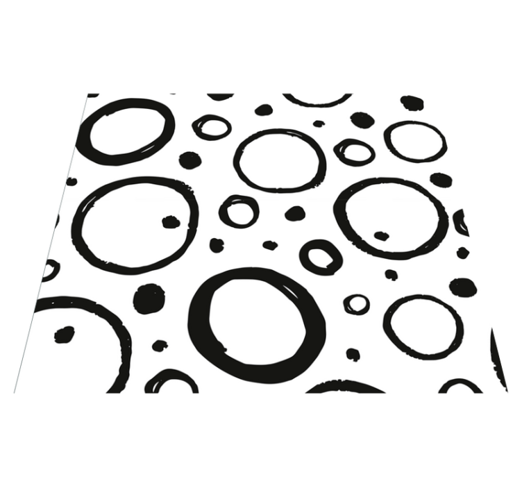 Alfombra vinílica geométrica diseño circular blanco y negro - TenVinilo