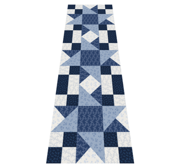 Alfombra vinílica geométrica diseño triángulo estrella azul - TenVinilo