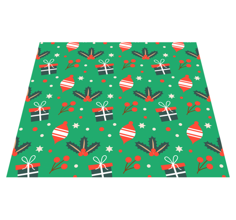 Alfombra vinílica navidad patrón de dulces verde - TenVinilo