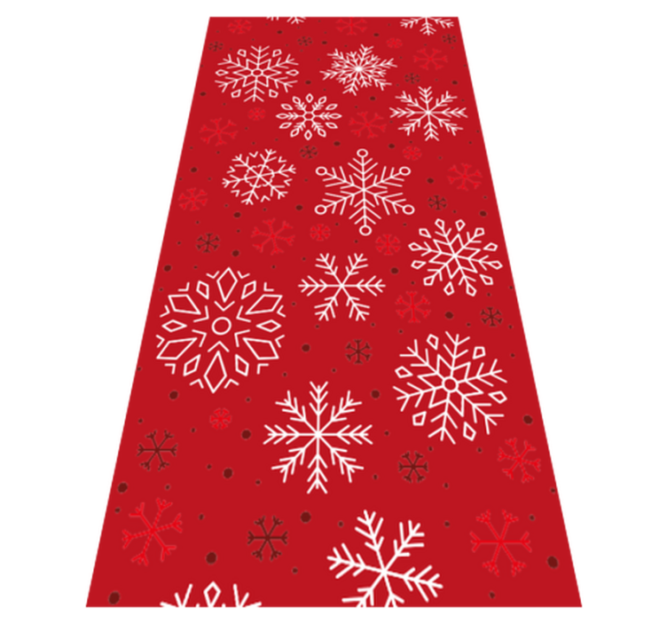 Alfombra vinílica navidad copos de nieve sobre fondo rojo - TenVinilo