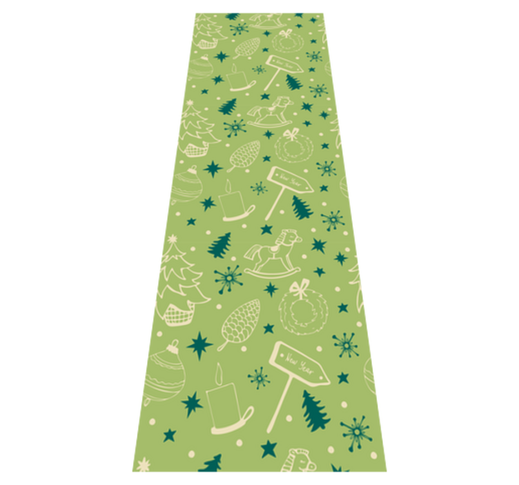 Alfombra vinílica navidad fondo verde elementos - TenVinilo