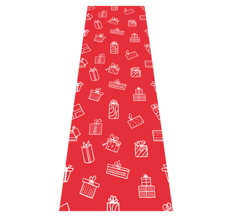 Alfombra vinílica navidad regalos blancos fondo rojo - TenVinilo