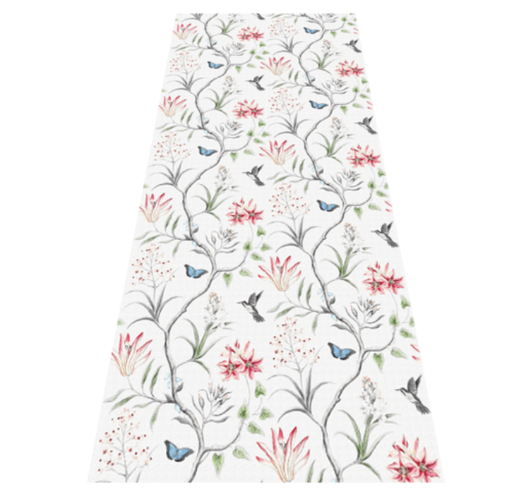 Alfombra vinílica dormitorio ramas de flores y mariposas - TenVinilo