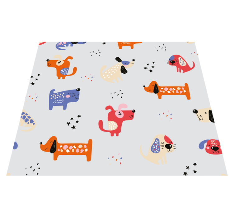 Alfombra vinílica dormitorio perros ilustrados - TenVinilo