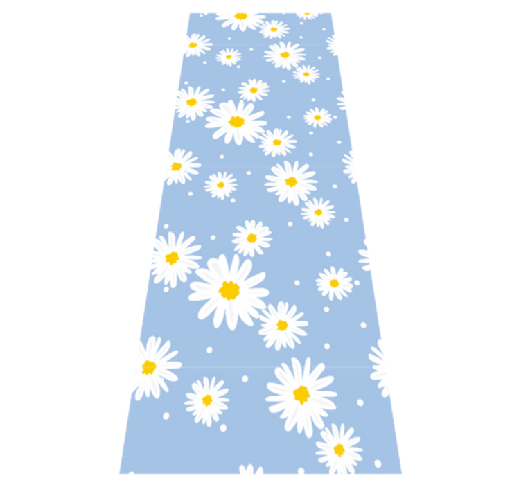 Alfombra vinílica dormitorio flores blancas fondo azul - TenVinilo