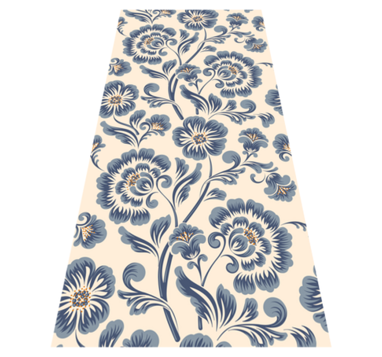 Alfombra vinílica dormitorio estilo vintage floral azul - TenVinilo
