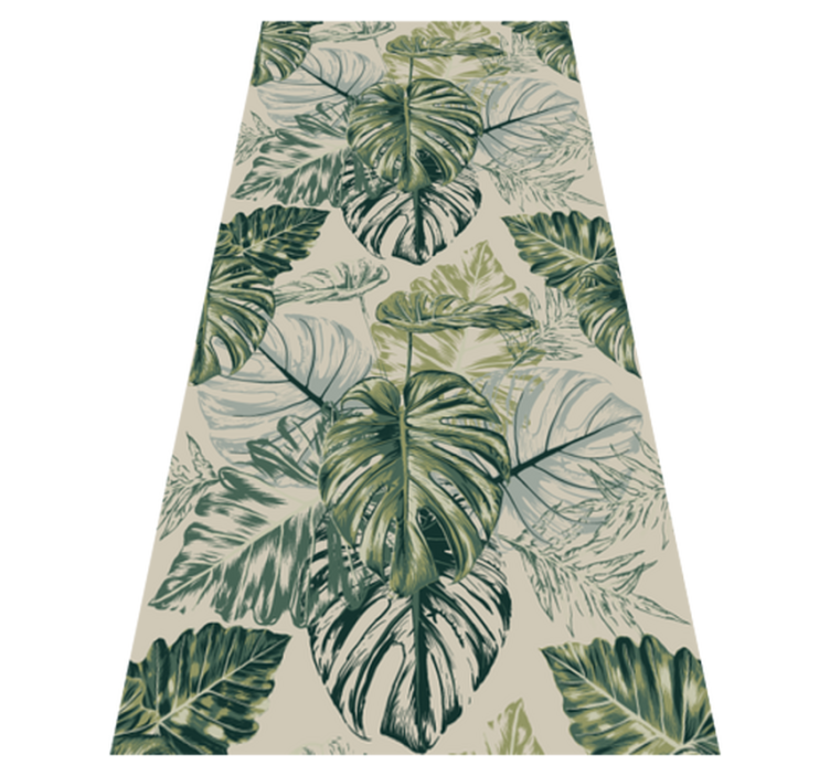 Alfombra vinílica dormitorio formas de monstera beige - TenVinilo
