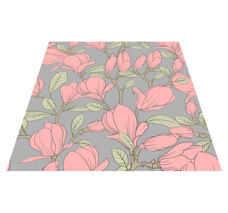 Alfombra vinílica dormitorio flores y hojas rosas - TenVinilo