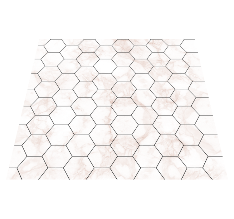 Alfombra vinílica dormitorio azulejos hexagonales mármol - TenVinilo