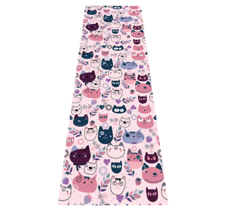 Alfombra vinílica dormitorio patrón de gatos rosas - TenVinilo